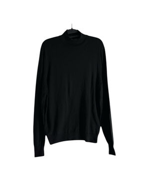 Canali 100% wool sweater Classic Black Sweater mock neck luxury career sz xl